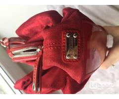 Сумка moschino италия красная замша натуральная лазерная лак кожа бант принт дизайн декор топ лакова | dobob.org - 4