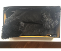 Ботфорты сапоги новые ferre италия 39 размер черные замша мех енот на потформе 2 см каблук 11 см | dobob.org - 5