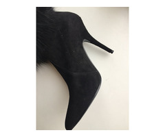 Сапоги чулки новые casadei италия 39 размер черные замша стретч обувь женская мех лиса двойной внутр | dobob.org - 5