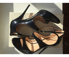 Босоножки туфли casadei италия 39 размер черные лак кожа платформа 1 см каблук шпилька 11 см одевали | dobob.org - 1