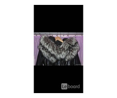 Пуховик куртка новая fashion furs италия 44 46 s m кожа черный мех чернобурка капюшон женский плащ п | dobob.org - 3