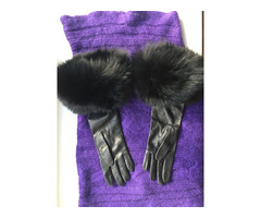 Перчатки новые versace италия кожа черные мех лиса песец двойной размер 7 7,5 44 46 s m | dobob.org - 2