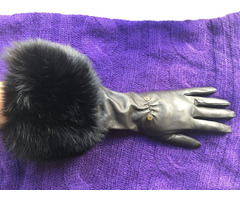 Перчатки новые versace италия кожа черные мех лиса песец двойной размер 7 7,5 44 46 s m | dobob.org - 3