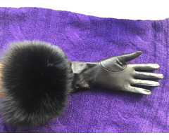 Перчатки новые versace италия кожа черные мех лиса песец двойной размер 7 7,5 44 46 s m | dobob.org - 4