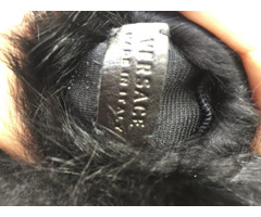 Перчатки новые versace италия кожа черные мех лиса песец двойной размер 7 7,5 44 46 s m | dobob.org - 5