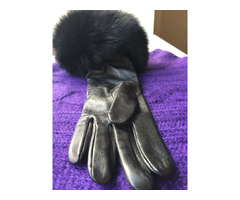 Перчатки новые versace италия кожа черные мех лиса песец двойной размер 7 7,5 44 46 s m | dobob.org - 6