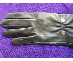 Перчатки новые versace италия кожа черные мех лиса песец двойной размер 7 7,5 44 46 s m | dobob.org - 7