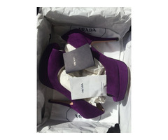 Туфли новые prada италия 39 размер замша сиреневые фиолетовые платформа 2 см каблук шпилька 11 см вн | dobob.org - 5