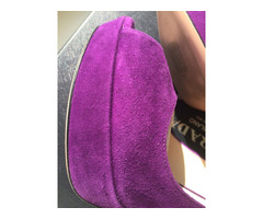 Туфли новые prada италия 39 размер замша сиреневые фиолетовые платформа 2 см каблук шпилька 11 см вн | dobob.org - 6