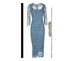 Платье новое dolce&gabbana италия s 42 серое сетка стретч миди вечернее коктельное нарядное | dobob.org - 3