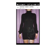 Платье туника capopera италия 46 м чёрное мини шерсть стразы футляр по фигуре swarovski кристаллы | dobob.org - 1
