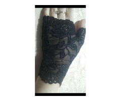Перчатки митенки кружева чёрные стретч гипюр без пальцев женские аксессуары мода стиль размер 42 44 | dobob.org - 5