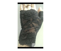 Перчатки митенки кружева чёрные стретч гипюр без пальцев женские аксессуары мода стиль размер 42 44 | dobob.org - 7