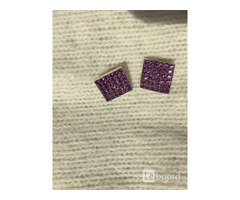 Серьги пусеты бижутерия стразы сваровски swarovski сиреневый фиолетовый кристаллы камни украшение мо | dobob.org - 1