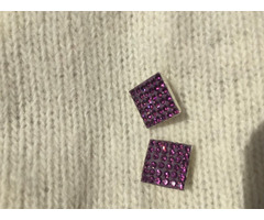 Серьги пусеты бижутерия стразы сваровски swarovski сиреневый фиолетовый кристаллы камни украшение мо | dobob.org - 6