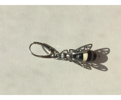 Серьги пчела бижутерия украшение металл под золото камни натуральные сережки женские мода стиль топ | dobob.org - 8