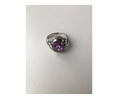 Кольцо новое серебро 19 размер камень аметист фиолетовый сиреневый камни сваровски swarovski кристал | dobob.org - 4