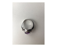Кольцо новое серебро 19 размер камень аметист фиолетовый сиреневый камни сваровски swarovski кристал | dobob.org - 7