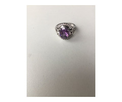 Кольцо новое серебро 19 размер камень аметист фиолетовый сиреневый камни сваровски swarovski кристал | dobob.org - 8