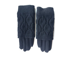 Перчатки новые 44 46 черные теплые верх съемный вязаные аксессуары начес митенки женские зимние | dobob.org - 1