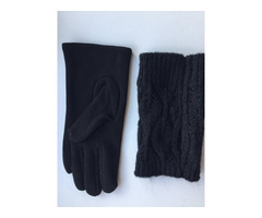 Перчатки новые 44 46 черные теплые верх съемный вязаные аксессуары начес митенки женские зимние | dobob.org - 4
