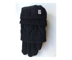 Перчатки новые 44 46 черные теплые верх съемный вязаные аксессуары начес митенки женские зимние | dobob.org - 7