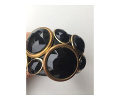 Браслет новый черный камни стразы swarovski сваровски кристаллы металл золото широкий пластик | dobob.org - 5